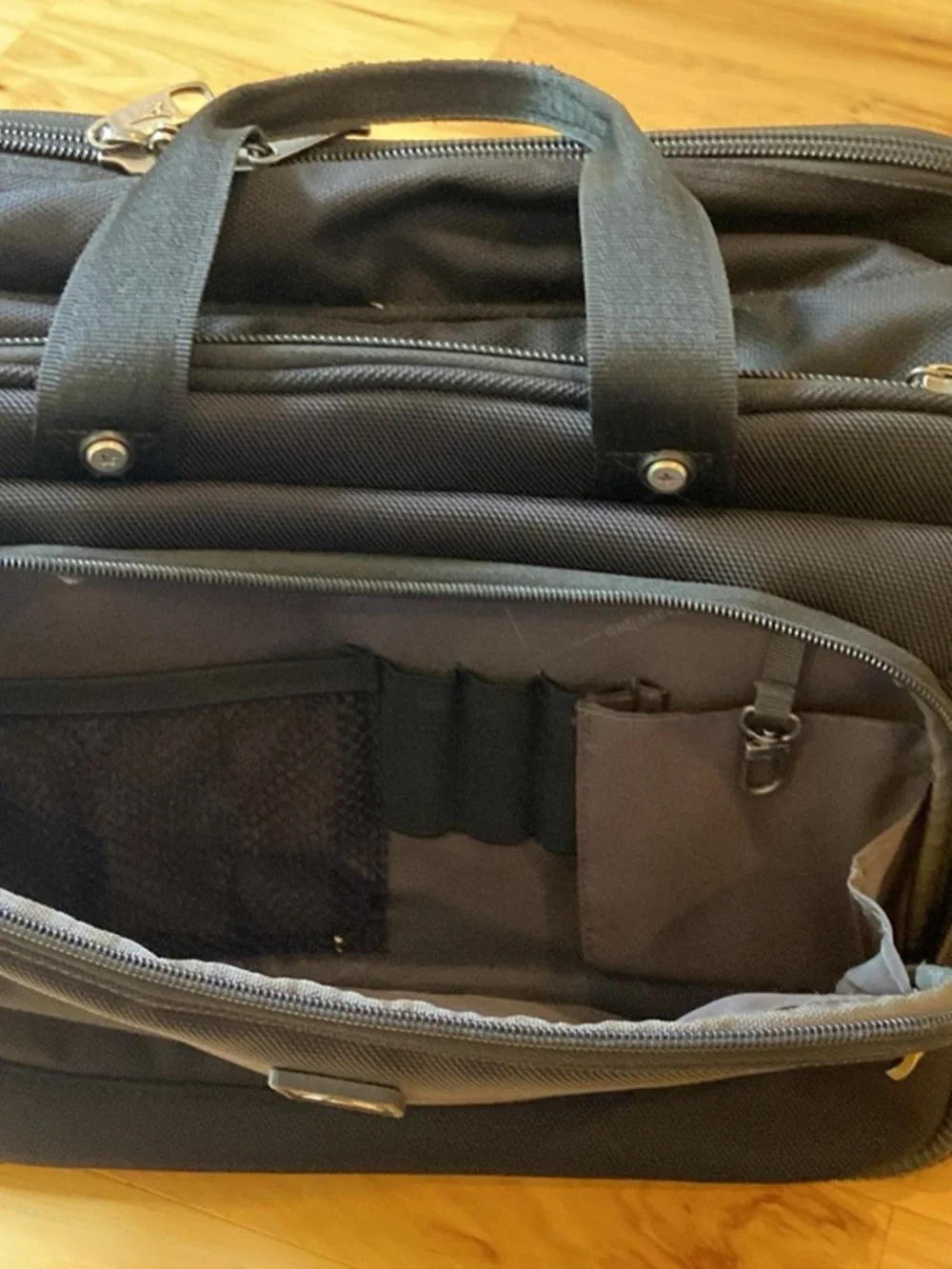 Black Men's Laptop Briefcase with Padded Shoulder Strap